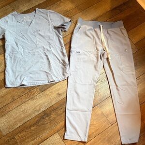 Blush grey figs V-Neck Scrub Set